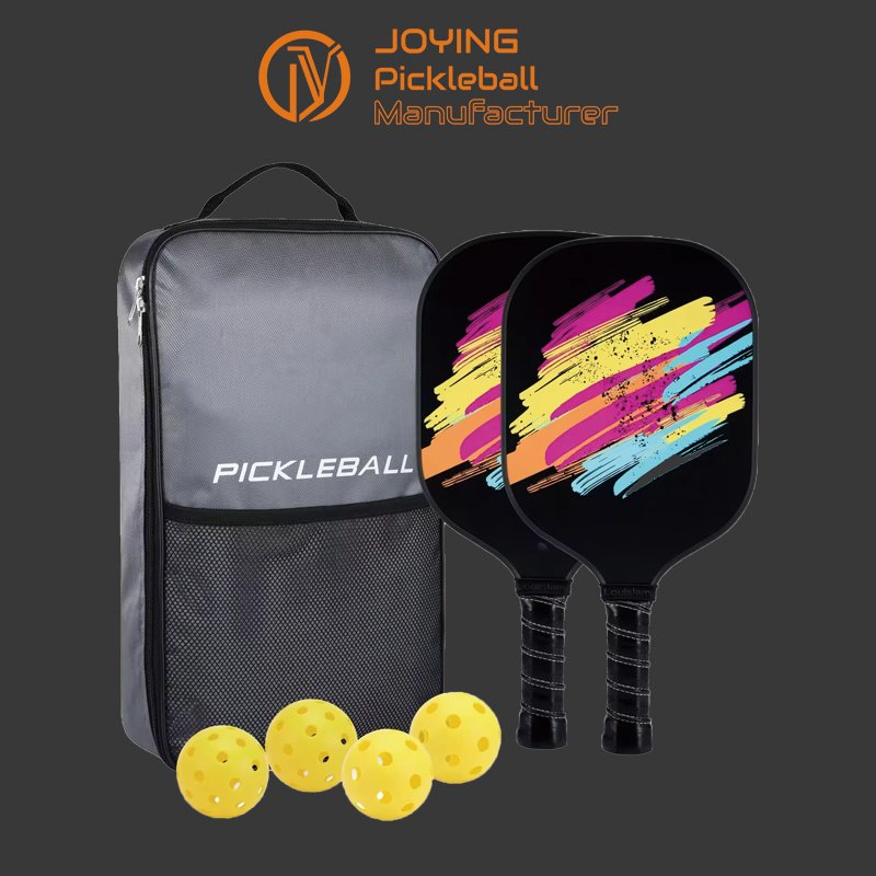 custom_logo_graphite_fiber_glass_pickleball_set_with_1bag_2paddles_4balls_3