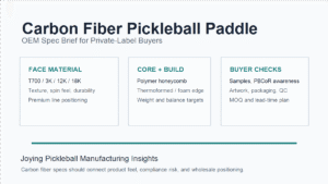 Carbon fiber pickleball paddle OEM specification brief graphic