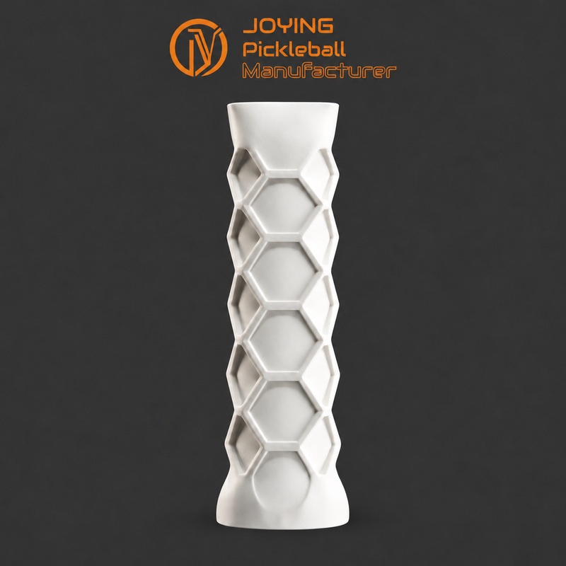 White silicone pickleball undergrip sleeve with geometric cell texture